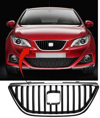 Fits Seat Ibiza 2008-2012 Front Bumper Top Centre Main Grille With Chrome Moulding - tradevehicleparts.co.uk