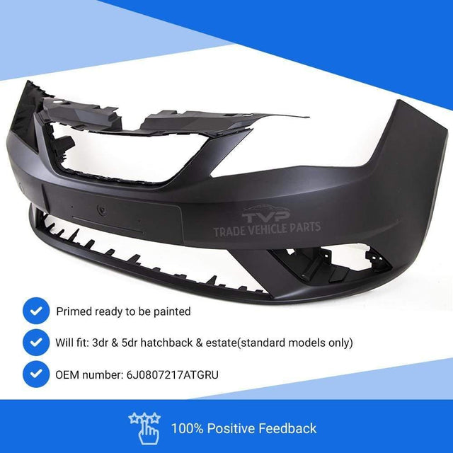 Fits Seat Ibiza 2012-2015 Front Bumper Primed With Spoiler No Sensor / Washer Holes - image 2