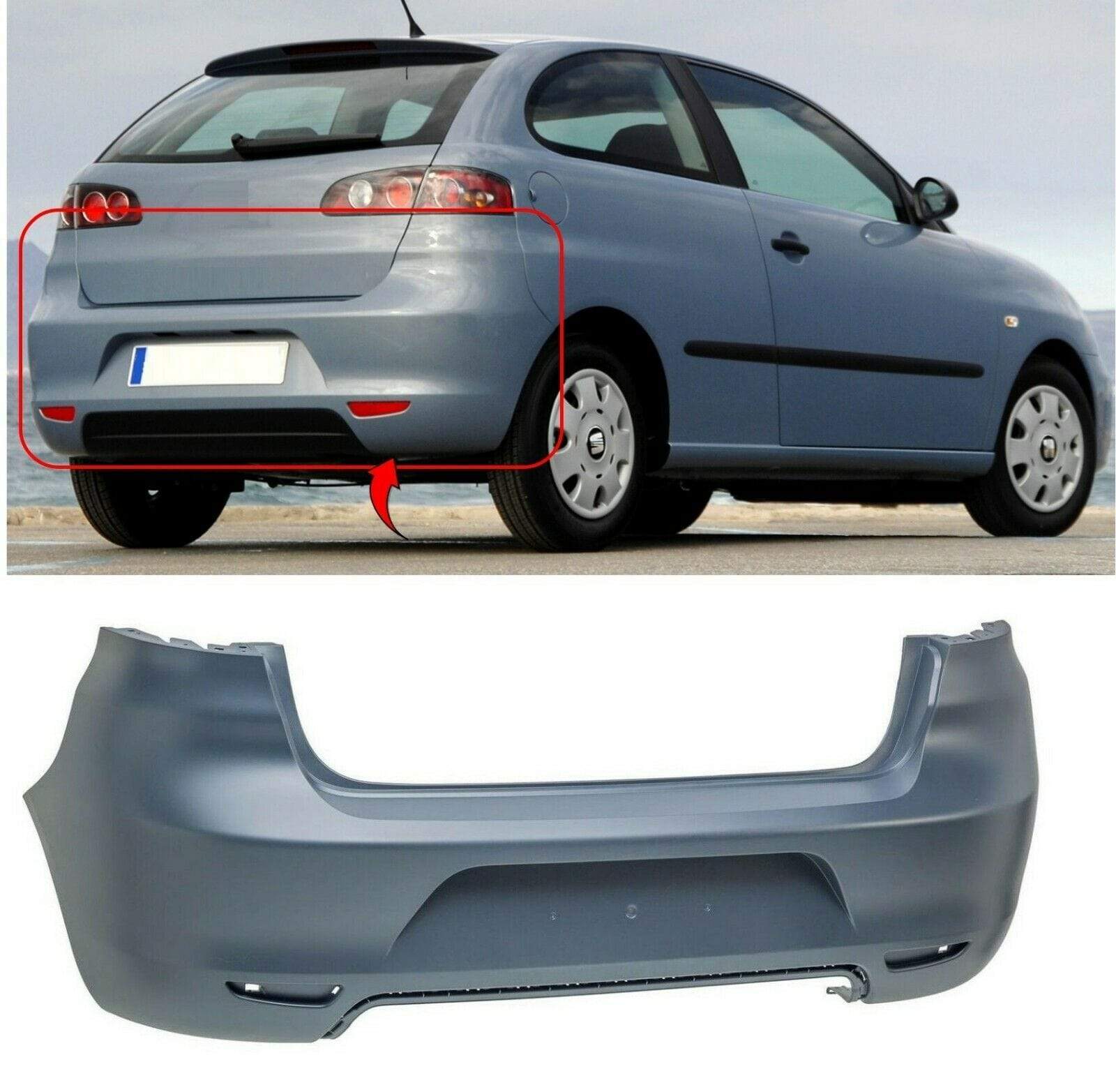 Seat Ibiza Hatchback 3/5D 2006-2008 Rear Bumper Primed Standard Models