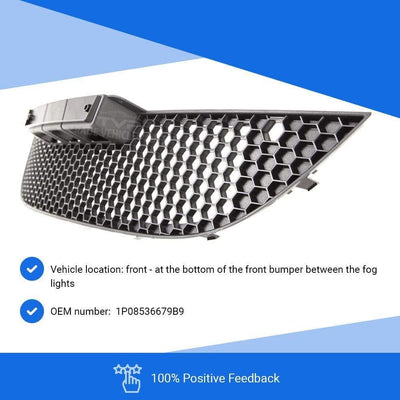 Fits Seat Leon 2005-2009 Front Bumper Grille Lower Centre Black - tradevehicleparts.co.uk