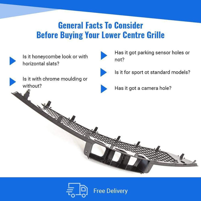 Fits Seat Leon 2005-2009 Front Bumper Grille Lower Centre Black - image 3