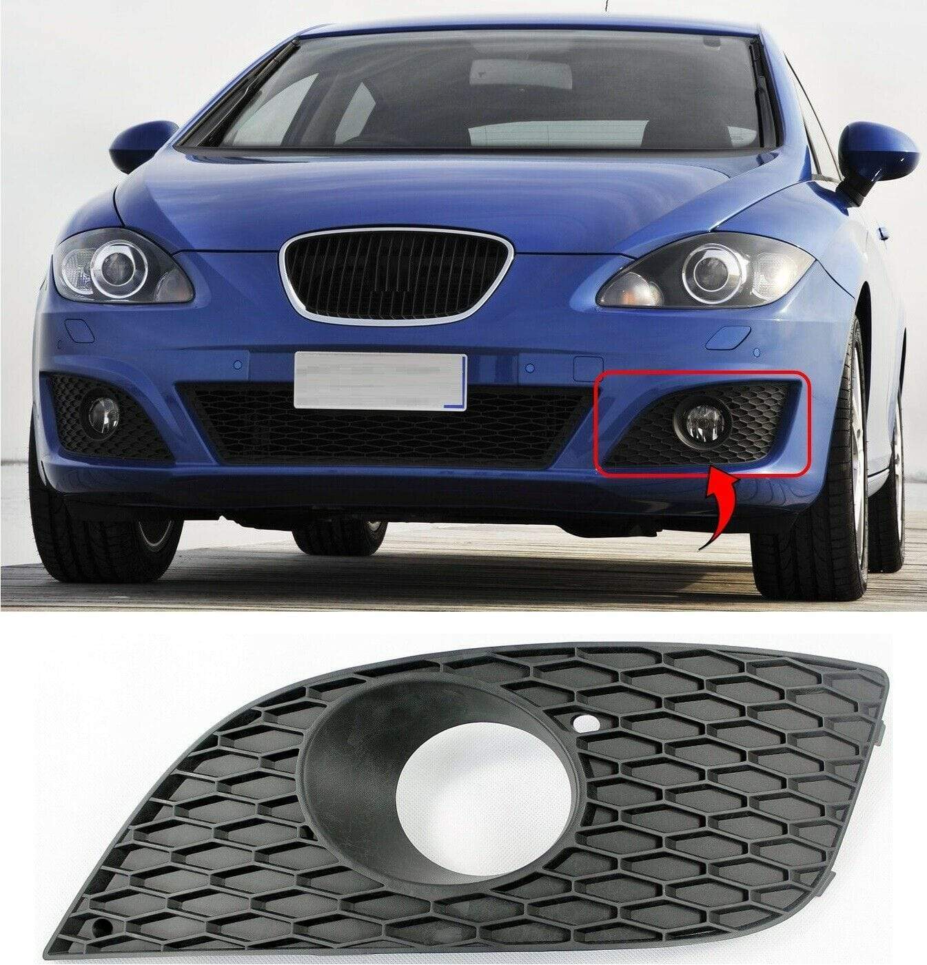 Seat Leon 2009-2012 Front Bumper Fog Grille With Fog Hole Left Side N/S