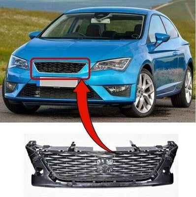 Fits Seat Leon 2013-2016 Front Grille Main Centre Standard Models Only - tradevehicleparts.co.uk