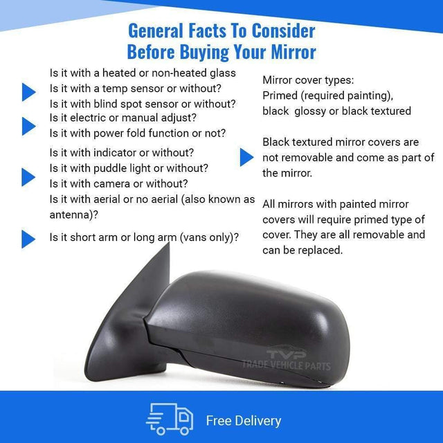Fits Skoda Fabia 2000-2005 Door Wing Mirror Heated Electric Black Passenger Side - image 4