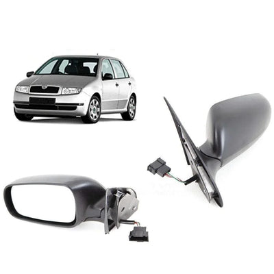 Fits Skoda Fabia 2000-2005 Door Wing Mirror Heated Electric Black Passenger Side - tradevehicleparts.co.uk