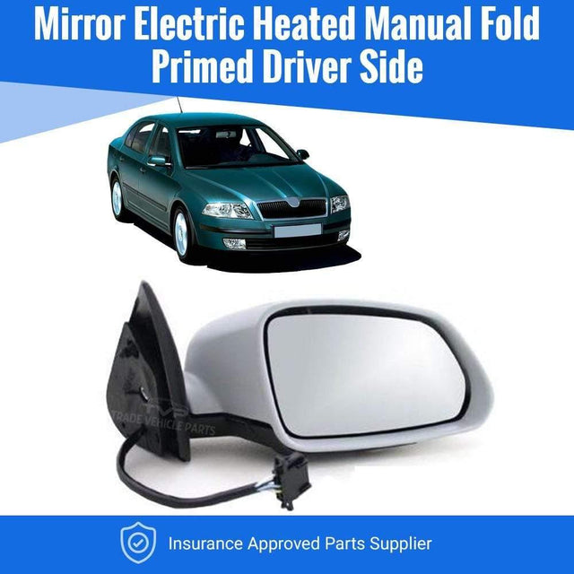 Fits Skoda Octavia 2004-2009 Door Mirror Electric Heated Manual Fold Primed Driver - image 2
