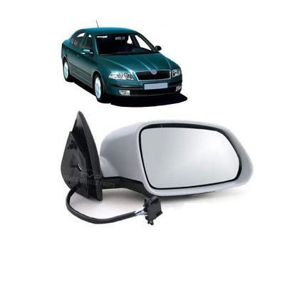 Fits Skoda Octavia 2004-2009 Door Mirror Electric Heated Manual Fold Primed Driver - tradevehicleparts.co.uk