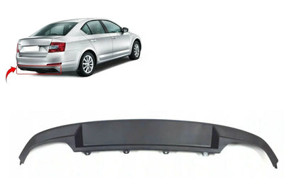 Fits Skoda Octavia 2013-2017 Rear Bumper Spoiler Diffuser Mat Black With 4 Sensor Holes Lower Section - tradevehicleparts.co.uk