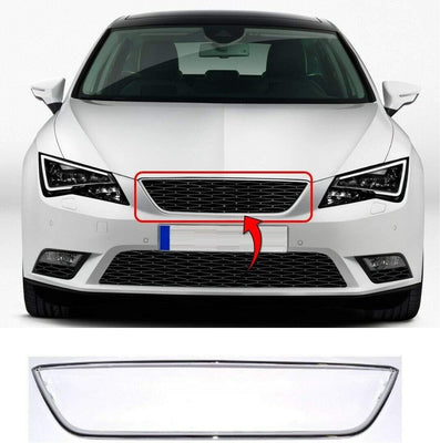 Fits Seat Leon 2013-2017 Main Centre Front Bumper Grille Moulding Chromed Hatch 5Dr - tradevehicleparts.co.uk