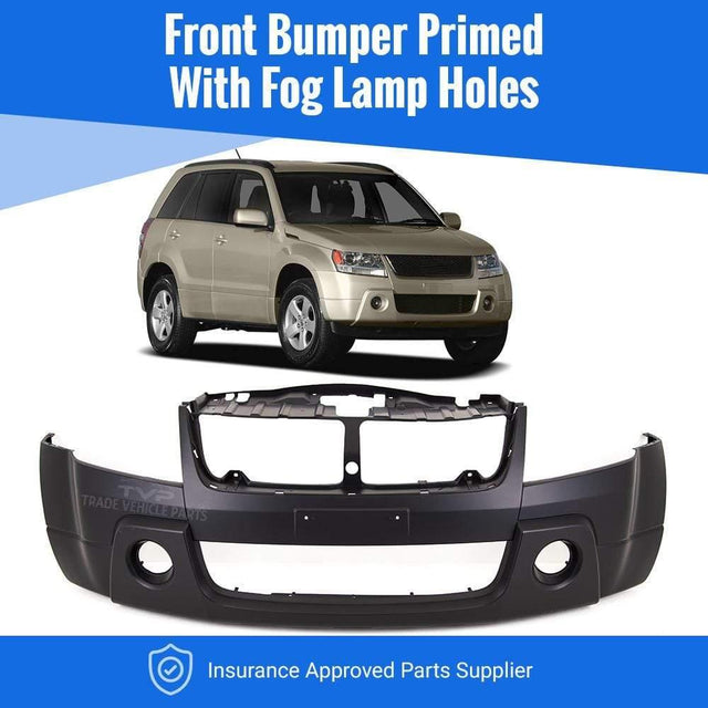 Fits Suzuki Grand Vitara 2006-2009 Front Bumper Primed With Fog Lamp Holes - image 2