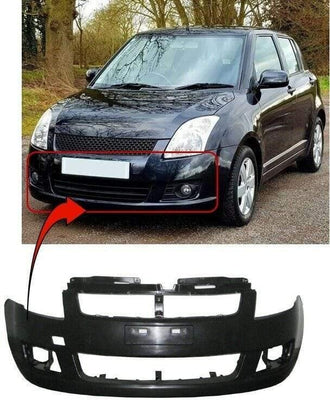 Fits Suzuki Swift 2008-2011 Front Bumper Mat Black No Pdc Or Washer Holes - tradevehicleparts.co.uk
