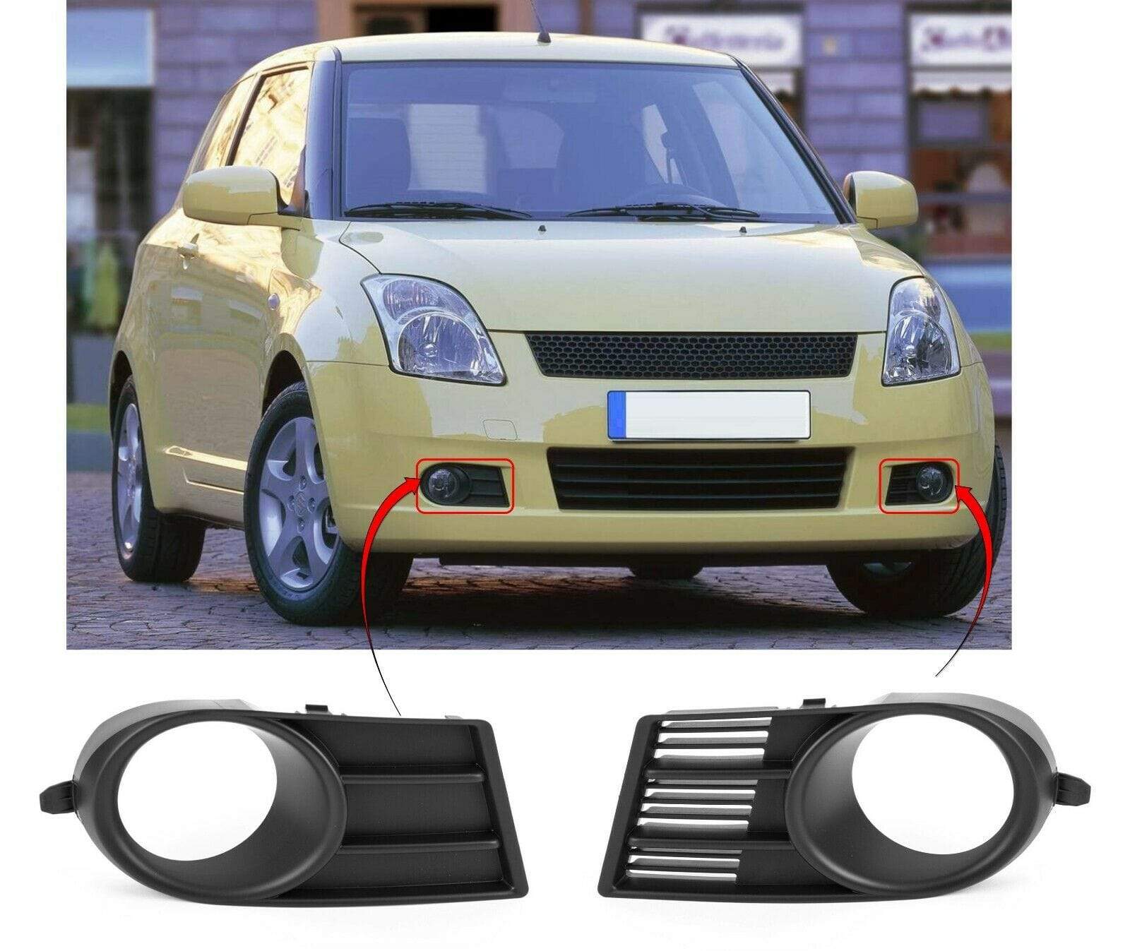 SZ1120 Suzuki Swift 2005-2008 Front Bumper Fog Grille With Lamp Hole Pair Left & Right