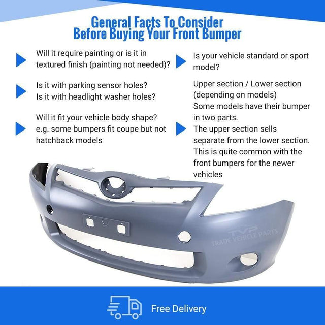 Fits Toyota Auris 2010-2012 Front Bumper Primed Not Hybrid Models - image 3