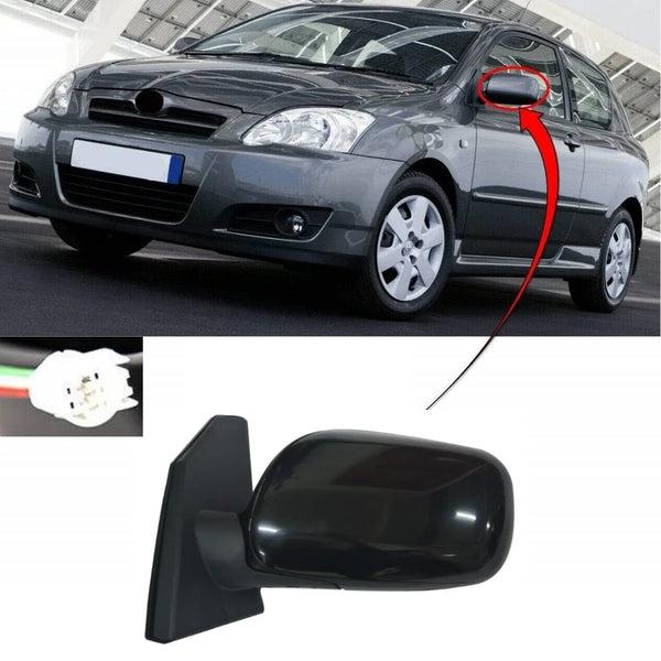 Fits Toyota Corolla 2002-2004 Door Wing Mirror Electric Mat Black Round Plug 3 Pin Passenger Side