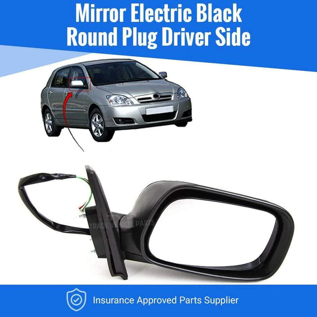 Fits Toyota Corolla 2002-2004 Door Wing Mirror Electric Mat Black Round Plug 3 Pins Driver Side - image 2