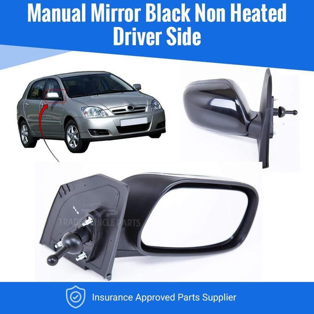 Fits Toyota Corolla 2002-2007 Door Wing Mirror Manual Black Driver Side - image 2