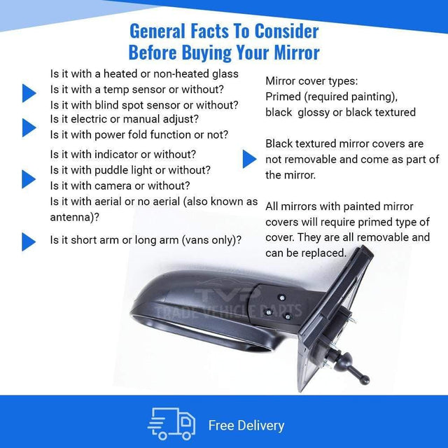 Fits Toyota Corolla 2002-2007 Door Wing Mirror Manual Black Driver Side - image 4