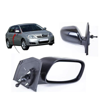 Fits Toyota Corolla 2002-2007 Door Wing Mirror Manual Black Driver Side - tradevehicleparts.co.uk