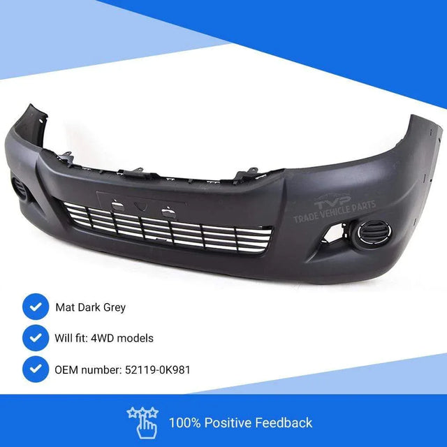 Fits Toyota Hilux 2012-2016 Front Bumper 4Wd With Flare Holes And Grille Mat Dark Grey - image 4