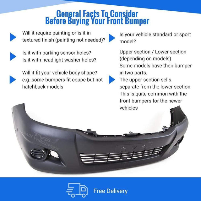 Fits Toyota Hilux 2012-2016 Front Bumper 4Wd With Flare Holes And Grille Mat Dark Grey - image 5