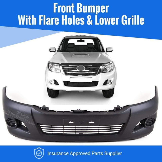 Fits Toyota Hilux 2012-2016 Front Bumper 4Wd With Flare Holes And Grille Mat Dark Grey - image 3