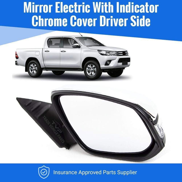 Fits Toyota Hilux 2016- Door Wing Mirror Electric W/Indicator Chrome Cover Driver Side - image 2