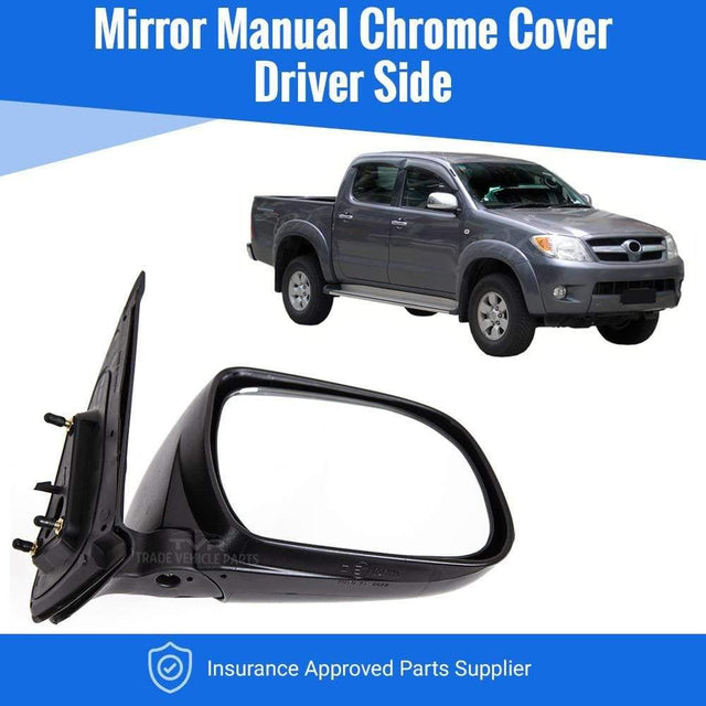 Fits Toyota Hilux - Vigo 2005-2011 Door Wing Mirror Manual Chrome Cover Driver Side - image 2