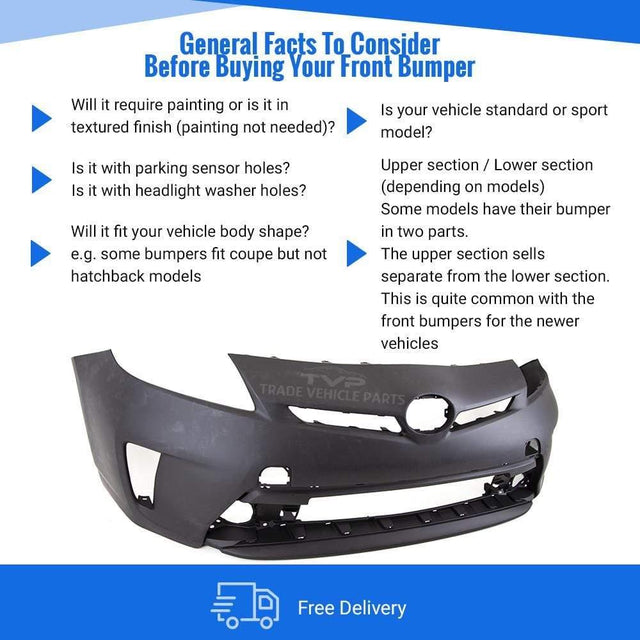 Fits Toyota Prius 2012-2016 Front Bumper No Washer Or Pdc Hole - image 4