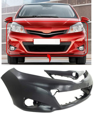 Fits Toyota Yaris 2011-2014 Front Bumper Primed No Pdc Or Washer Holes (Not For Hybrid Models) - tradevehicleparts.co.uk