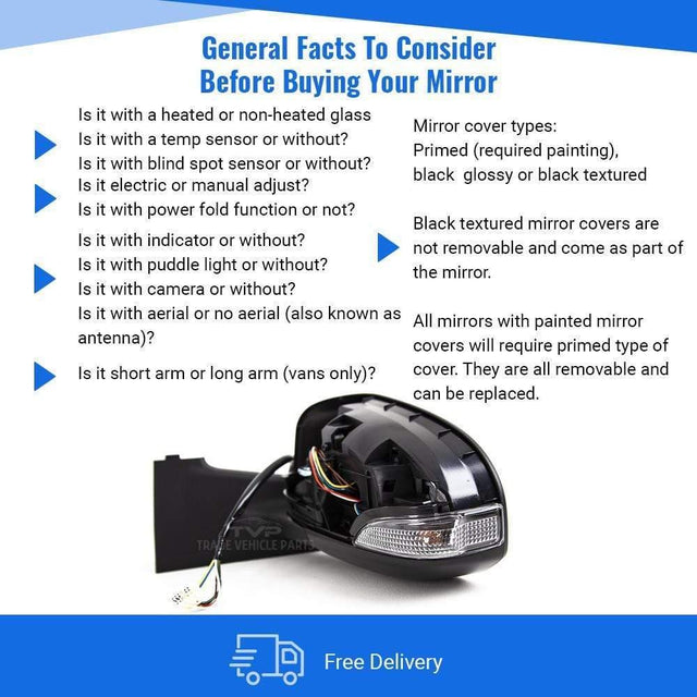 Fits Toyota Yaris 2011- Door Wing Mirror Heated Electric Primed W/Indicator Left - image 4