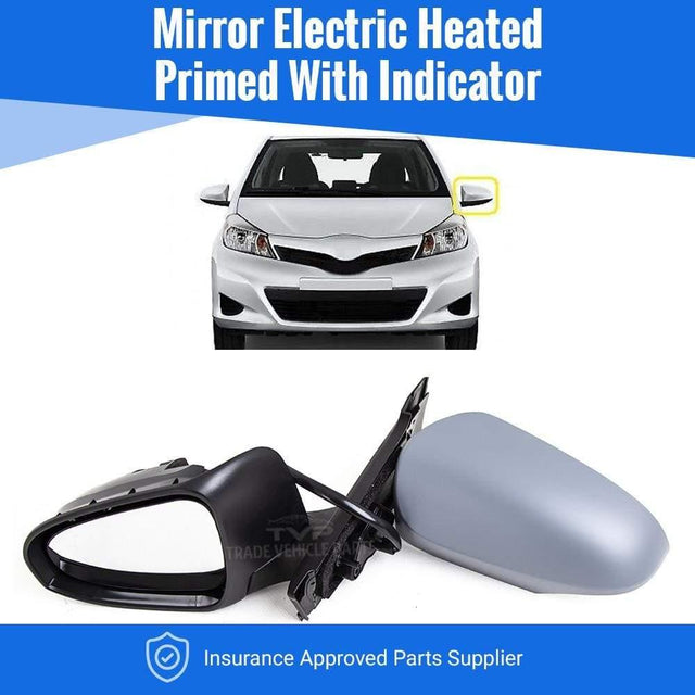 Fits Toyota Yaris 2011- Door Wing Mirror Heated Electric Primed W/Indicator Left - image 2