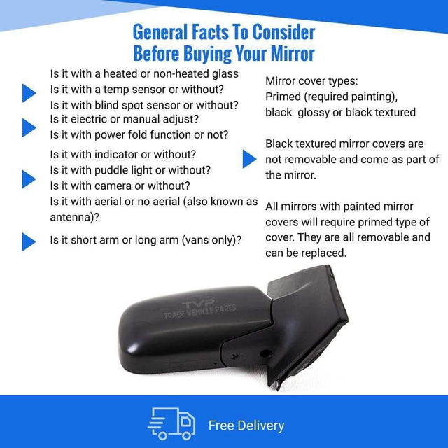 Fits Toyota Yaris Hatchback 1999-2003 Door Wing Mirror Manual Textured Right - image 2