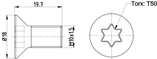 Textar Brake Disc Bolt Screw Rear M10 Set Of 2 TPM0016 Mintex - image 3