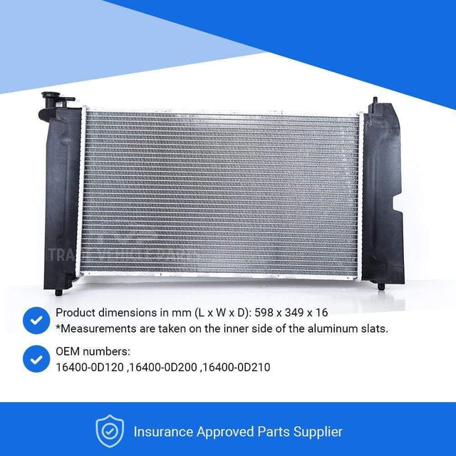 Fits Toyota Corolla 2000-2007 Radiator (1.3I 16V 1.4I 16V 1.6I 16V 1.8I 16V) (Petrol) ( Manual) (With/Without Ac) - image 4