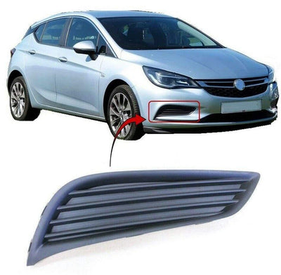 Fits Vauxhall Astra 2015-2019 Front Bumper Fog Grille Black Driver Side Standard Models - tradevehicleparts.co.uk