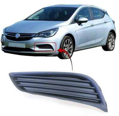 Fits Vauxhall Astra 2015-2019 Front Bumper Fog Grille Black Passenger Side Standard Models - tradevehicleparts.co.uk