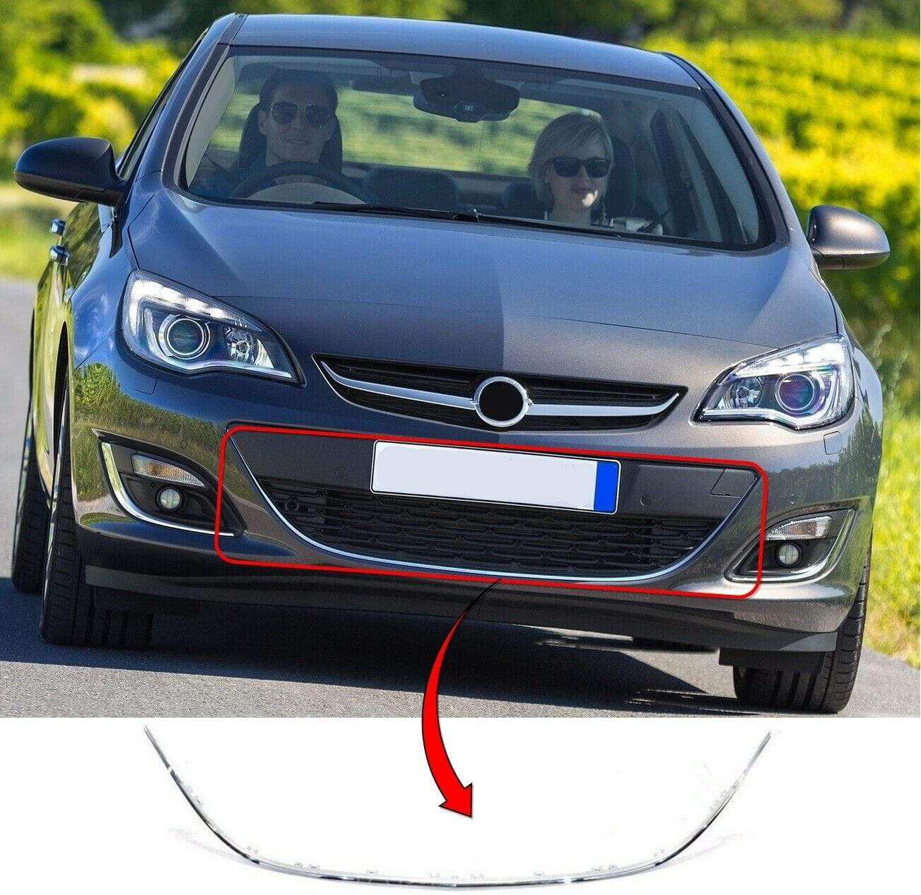 Vauxhall Astra J 2012-2015 Front Bumper Grille Chrome Moulding 5Dr Only