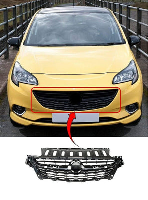 Fits Vauxhall Corsa 2015- Front Main Centre Grille - tradevehicleparts.co.uk