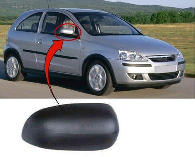 Fits Vauxhall Corsa C 2000-2006 Door Wing Mirror Cover Black Driver Side - tradevehicleparts.co.uk