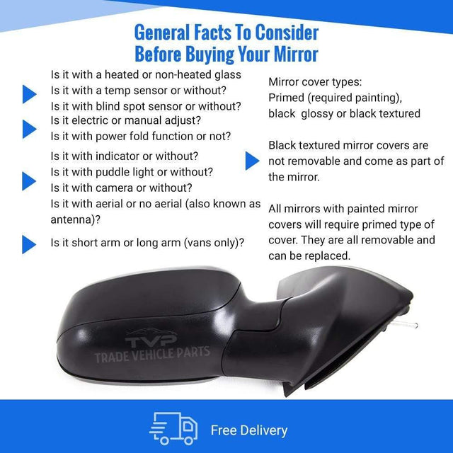 Fits Vauxhall Corsa C 2000-2006 Door Wing Mirror Manual Black Driver Side - image 4