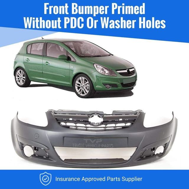 Fits Vauxhall Corsa D 3/5 Dr 2006-2011 Front Bumper Primed No PDC Or Washer Holes - image 2
