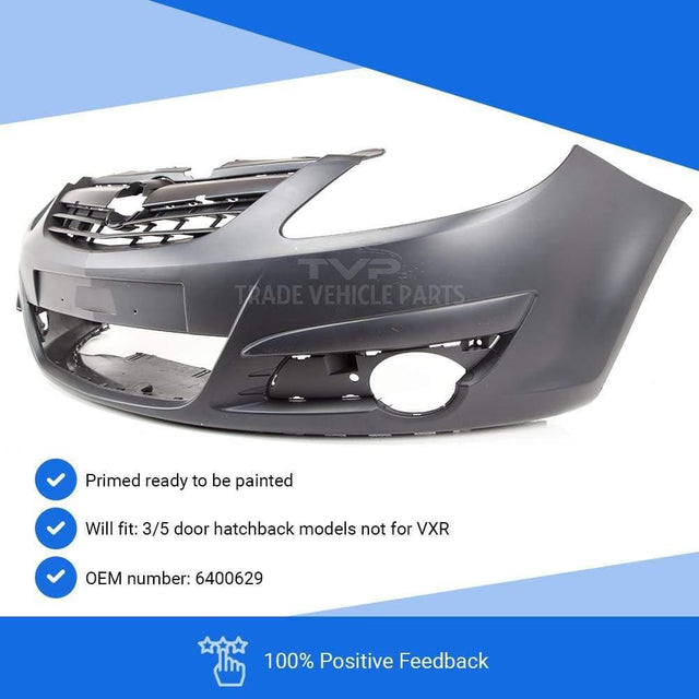 Fits Vauxhall Corsa D 3/5 Dr 2006-2011 Front Bumper Primed No PDC Or Washer Holes - image 3