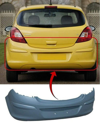 Fits Vauxhall Corsa D 2006-2014 Rear Bumper 5 Door Only Primed No Pdc Holes - tradevehicleparts.co.uk