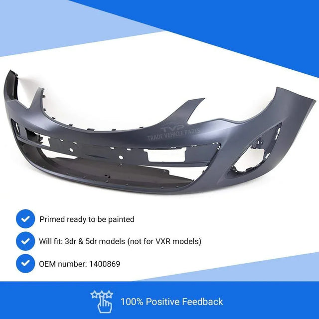 Fits Vauxhall Corsa D 2011-2014 Front Bumper Primed No PDC Or Washer Holes - image 3