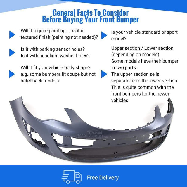 Fits Vauxhall Corsa D 2011-2014 Front Bumper Primed No PDC Or Washer Holes - image 4