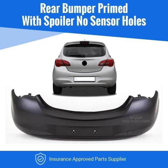 Fits Vauxhall Corsa E 2014-2018 Rear Bumper Primed No Pdc Holes Not For SRi, VXR or Limited Edition - image 2
