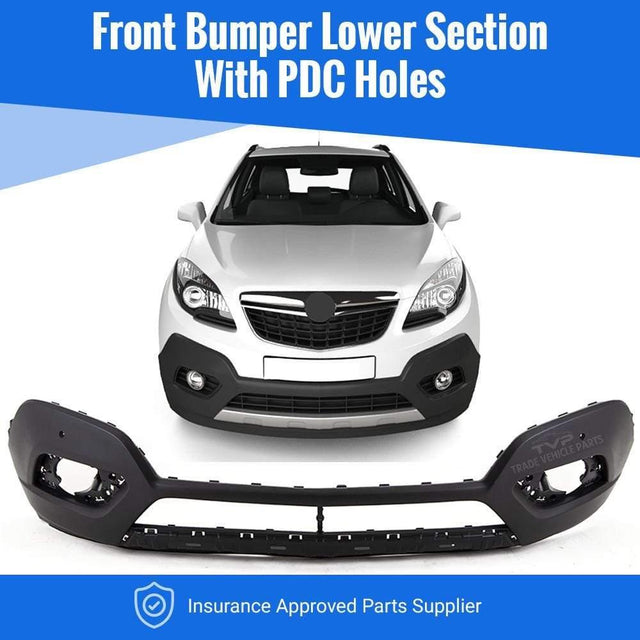 Fits Vauxhall Mokka 2012-2016 Front Bumper Black Lower Section With Sensor Holes - image 2