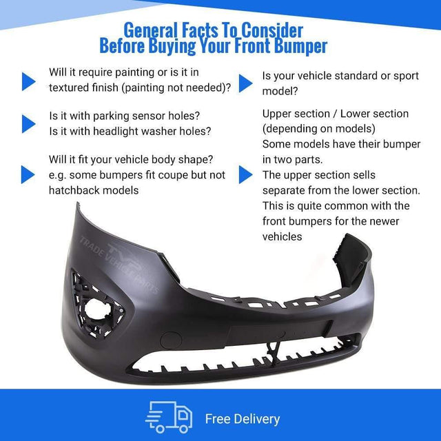 Fits Vauxhall Vivaro 2014- Front Bumper Primed - image 4