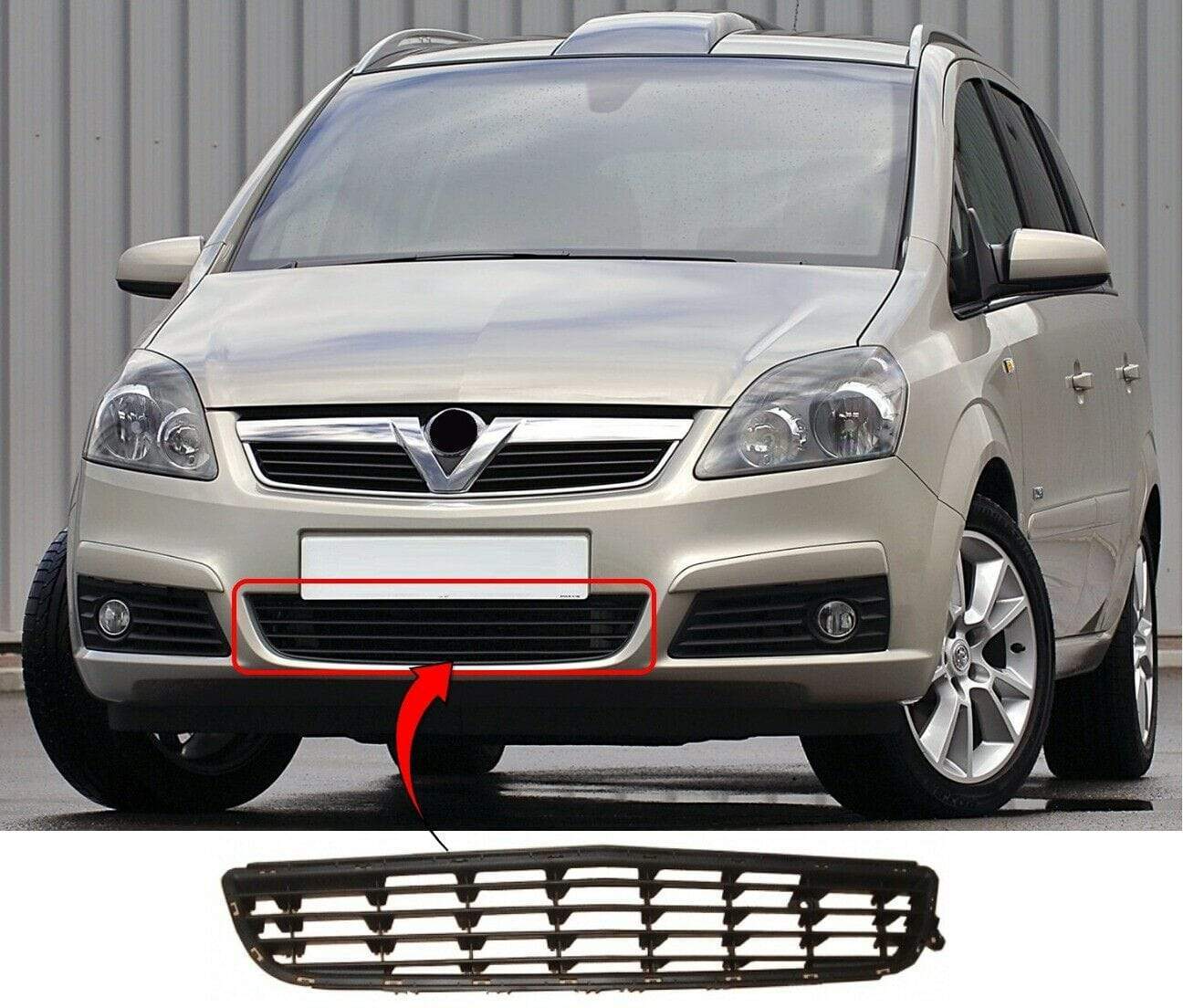 Vauxhall Zafira 2005-2007 Front Lower Centre Bumper Grille Black 