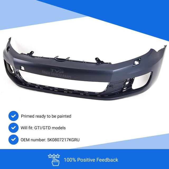 Fits VW Golf Mk6 Gti/Gtd 2009-2013 Front Bumper Primed With Washer Holes No Pdc Holes - image 3